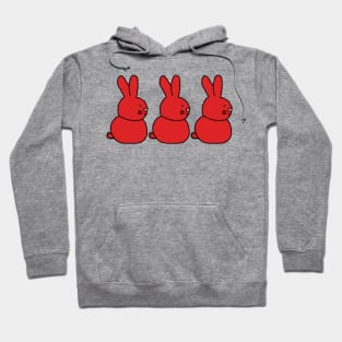 Three Red Easter Bunnies Hoodie